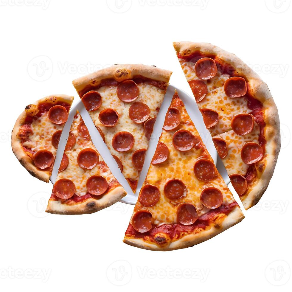 Delicious Pepperoni Pizza Slices Arranged on Plate for Business Promotional Material photo