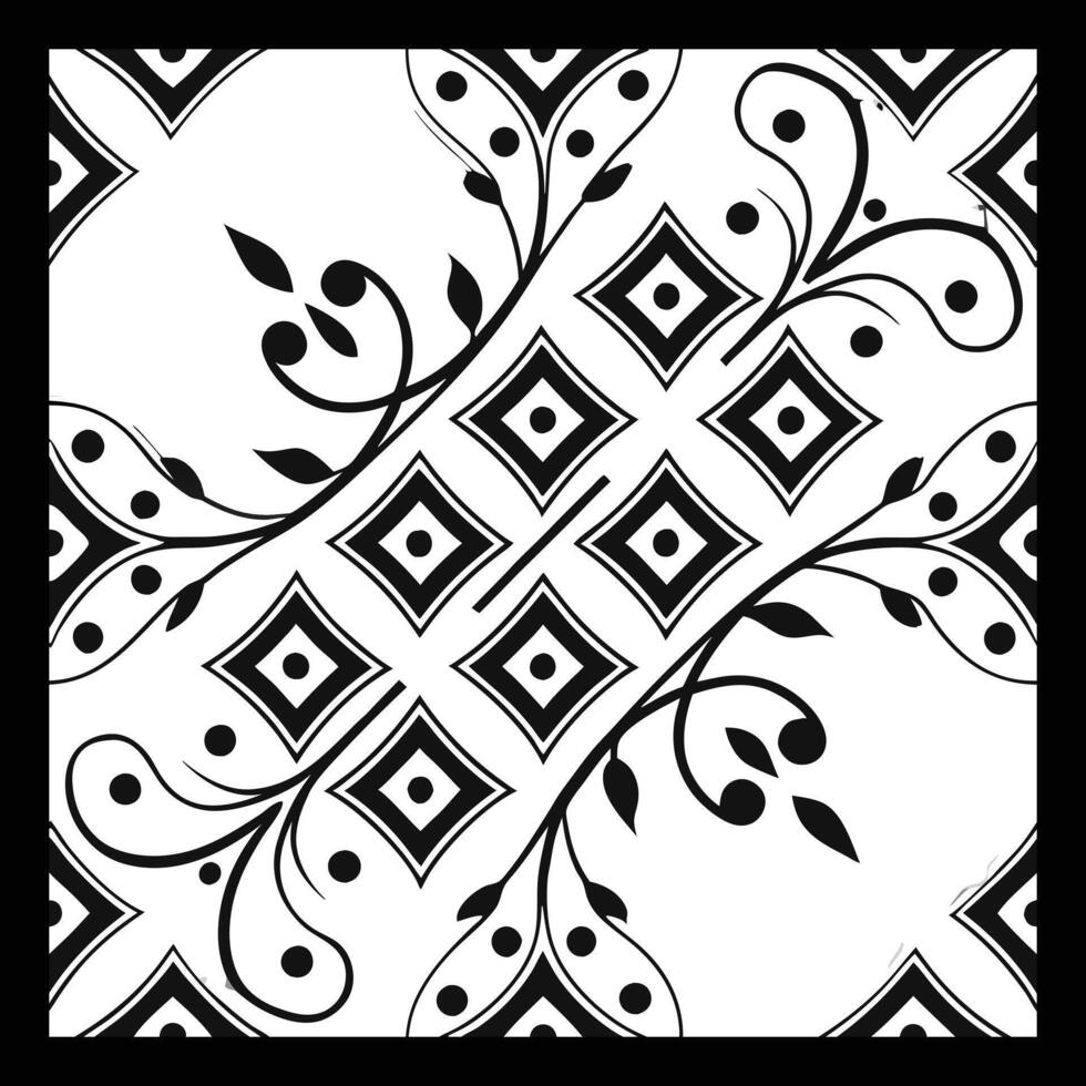 a black and white square pattern with a design vector
