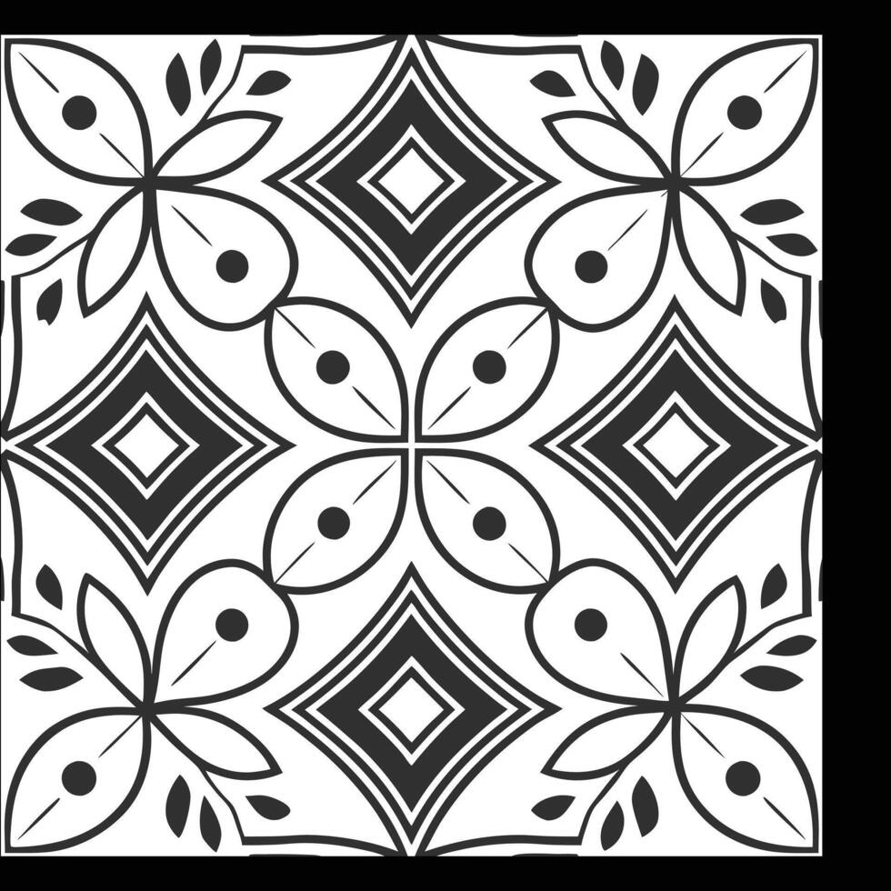a black and white design with a square pattern. Classic Monochrome Ornamental Pattern vector