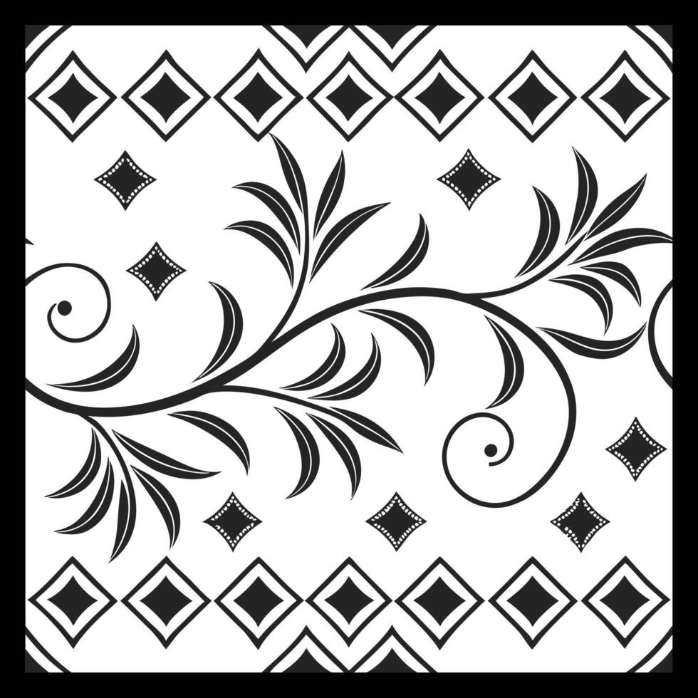 a black and white pattern with leaves. Luxurious Black and White Floral Pattern vector
