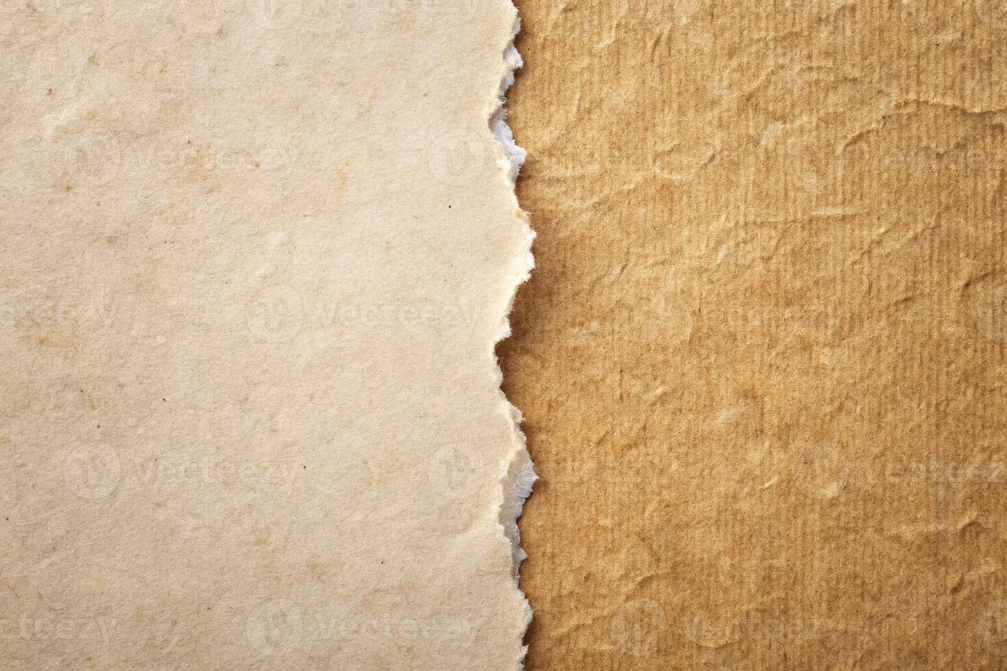 Eco friendly craft paper background for business use with torn edge and natural texture photo