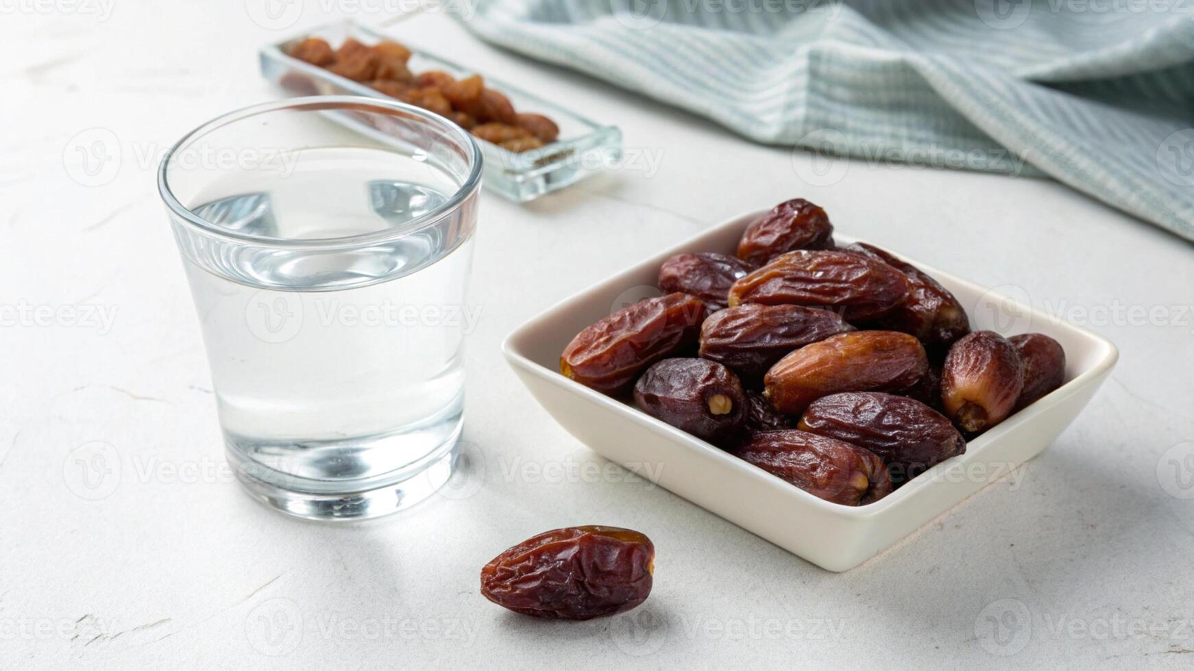 Dates and Water Still Life for Business or Health Related Digital or Print Content photo