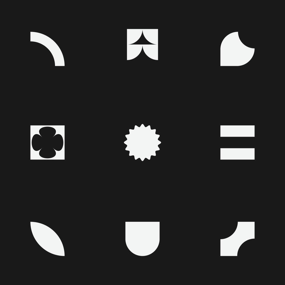 Brutalism retro style design shape elements. illustration vector