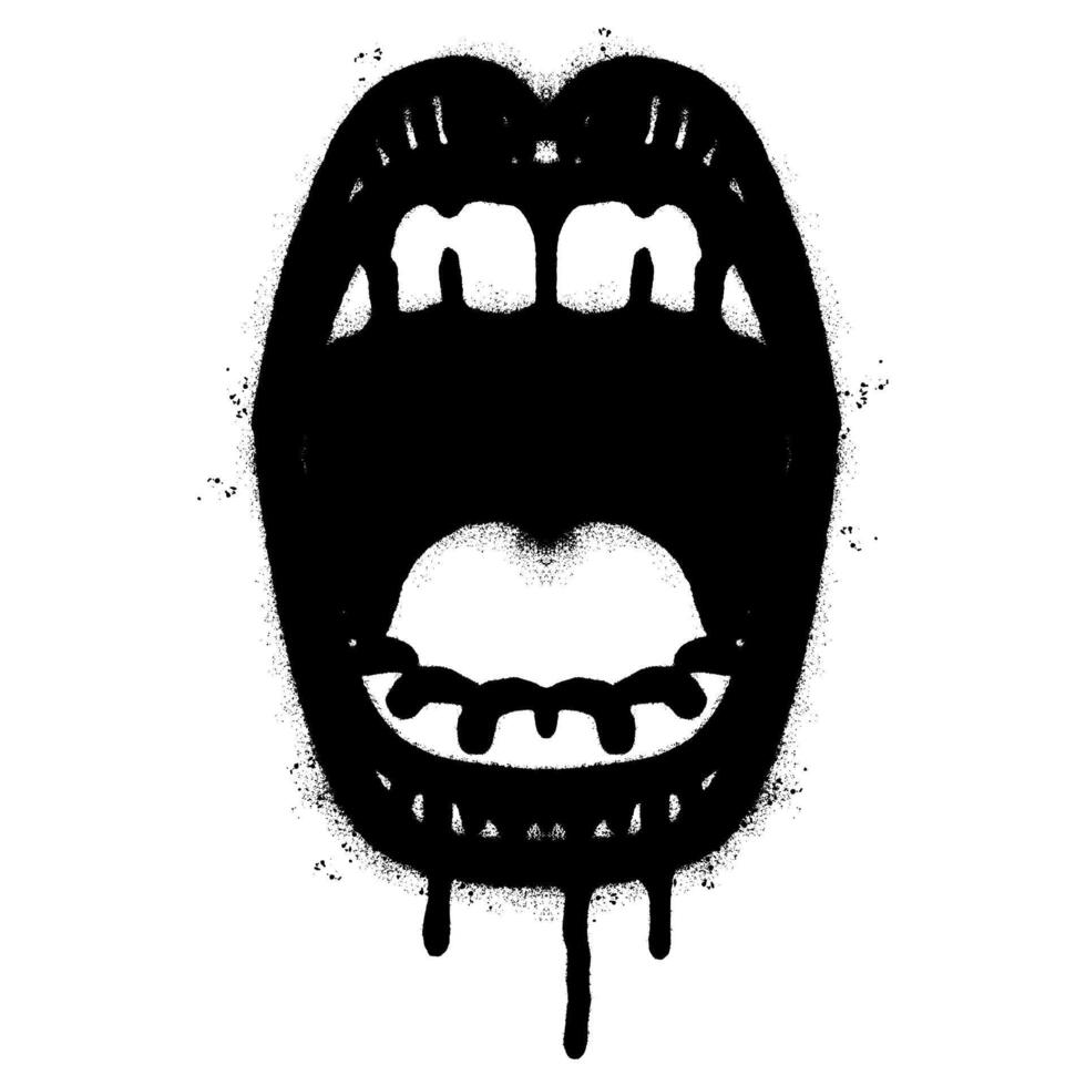 Graffiti screaming mouth icon isolated on white background. Grunge and dirty decoration design elements for banner, flyer, cards, poster, collages and ads. vector