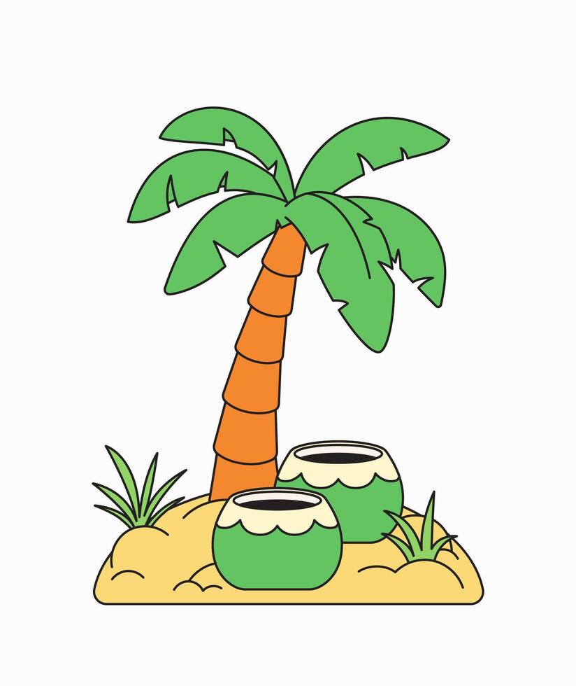 Tropical palm tree hand drawn illustration vector