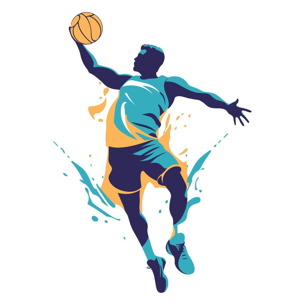 Dynamic Handball Player in Motion with Vibrant Colors vector