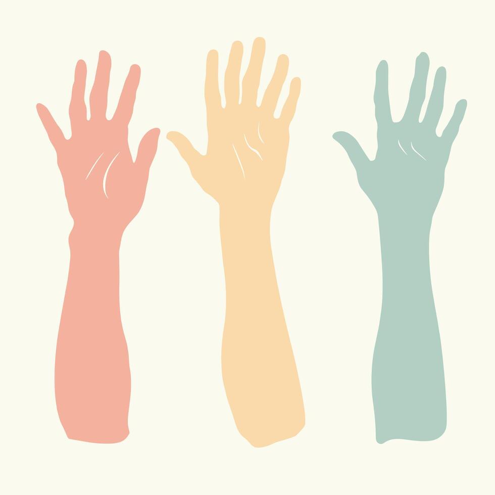 Pastel-Colored Hands in Abstract Minimalist Design vector