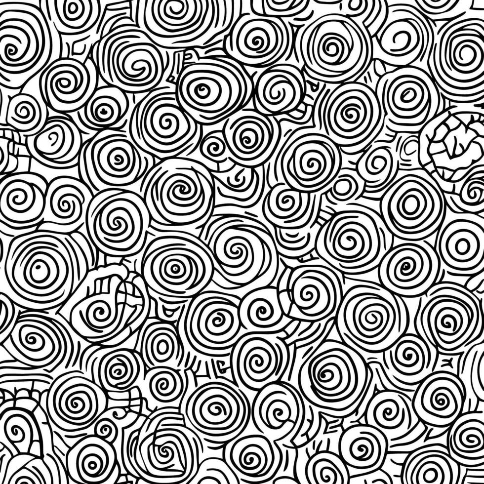Black and White Abstract Pattern with Swirls and Circles vector