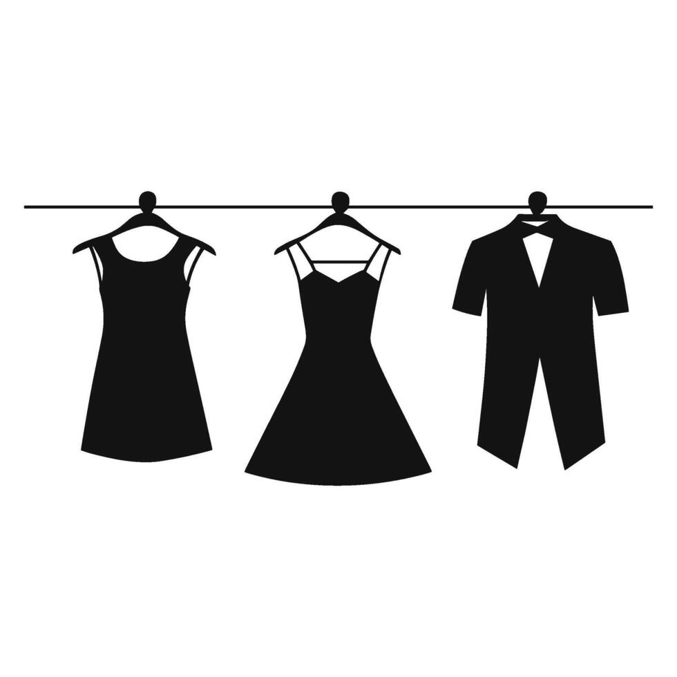 a Clothing Set Hanging on a Rack Silhouette vector
