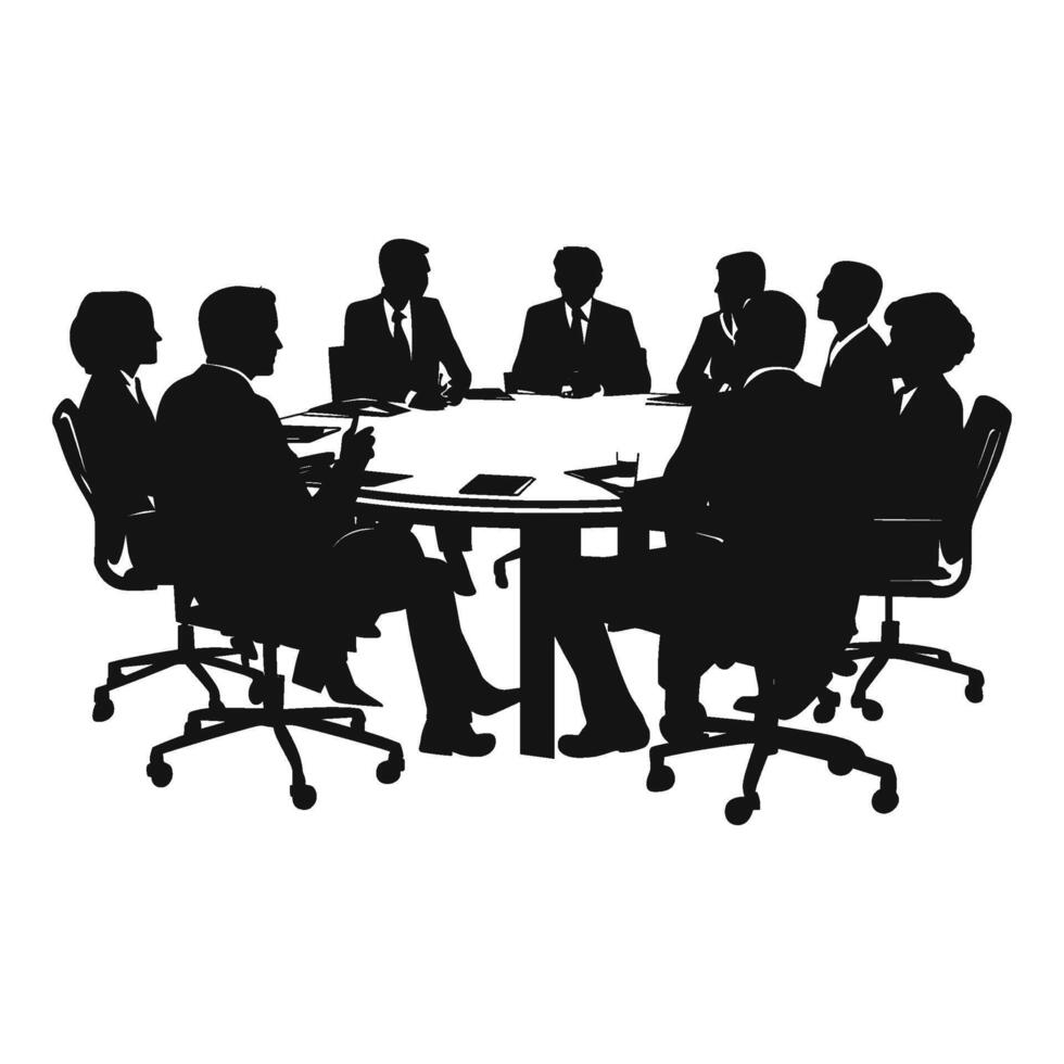 Business Executive Team Meeting in Boardroom Silhouette vector