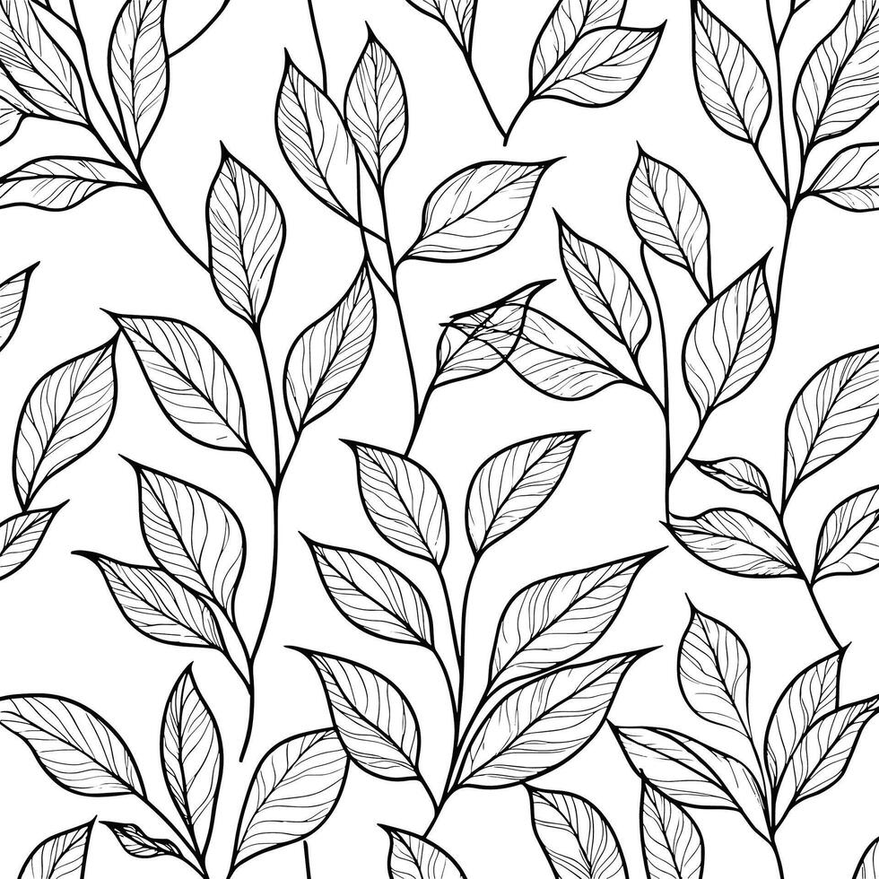 Minimalist Line Art of Botanical Leaves in Monochrome vector