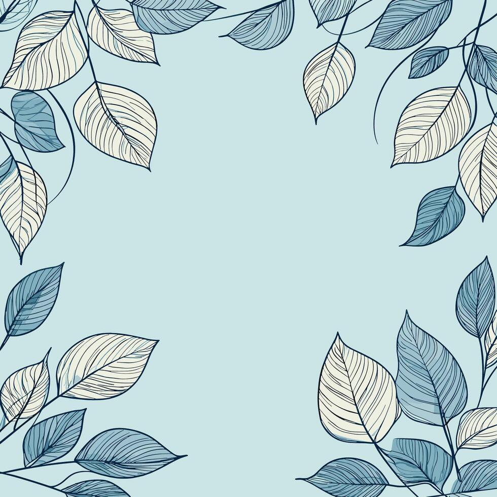 Botanical Illustration with Blue and Green Leaves on Soft Background vector