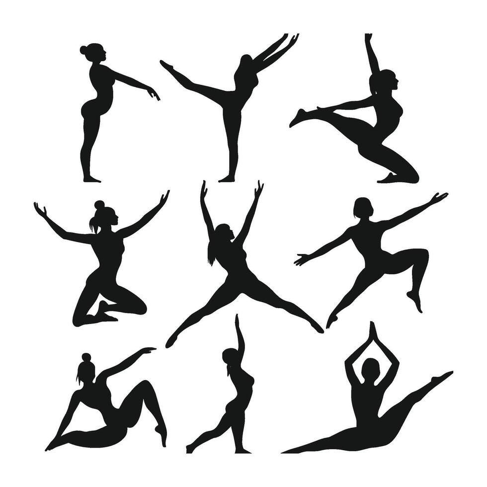 Yoga Sequence in Silhouette Patterns vector
