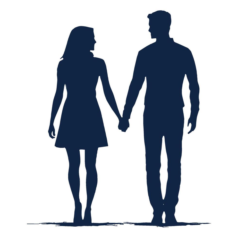 Silhouetted Couple Holding Hands in Front of a Gradient Background vector