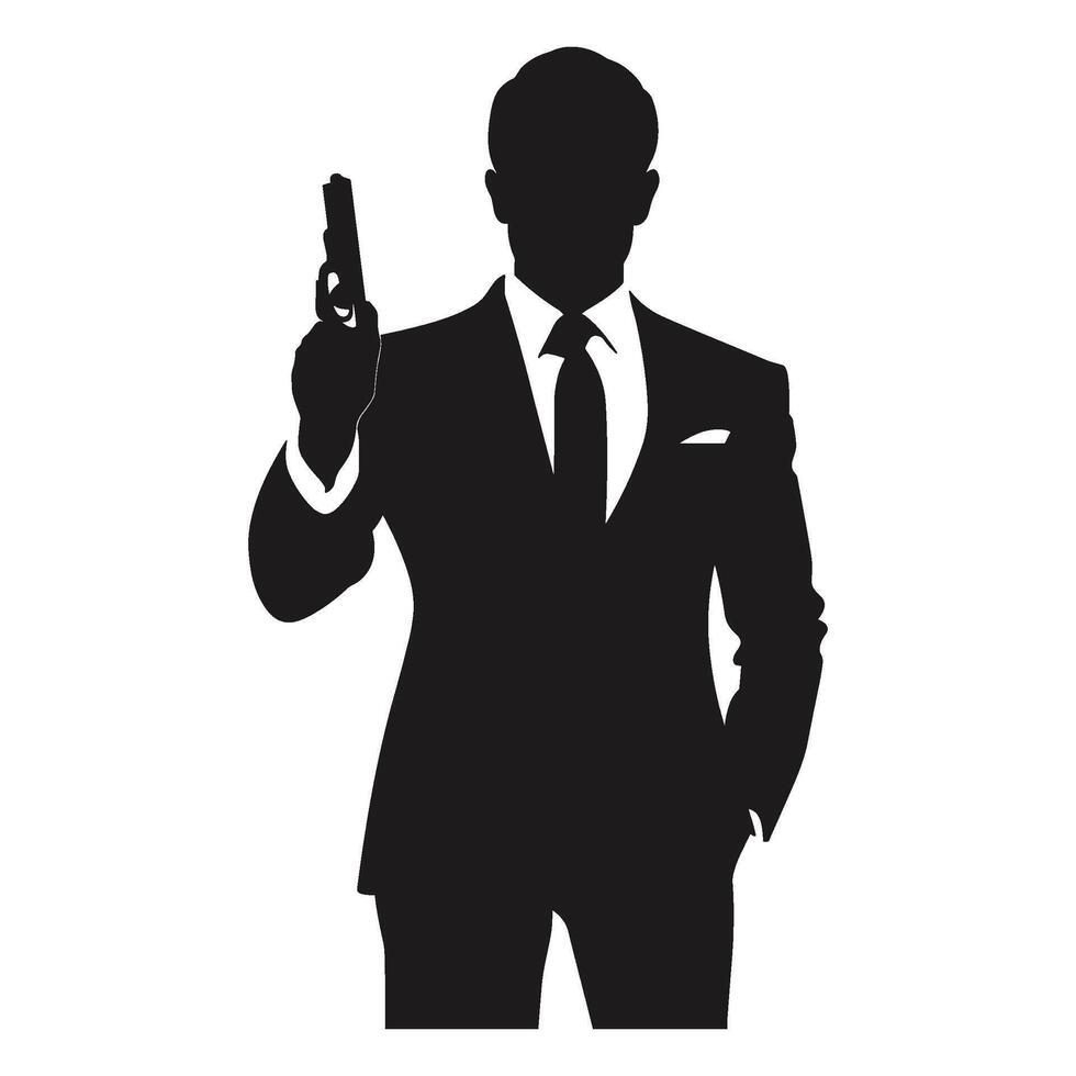 Shadowed Secret Agent Holding a Gun in a Formal Suit vector