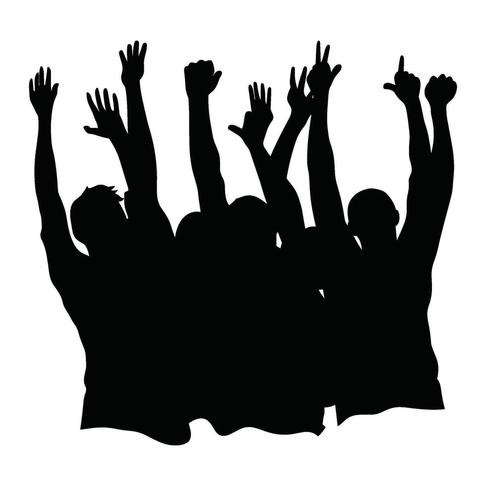 Group of People Cheering in Celebration Silhouettes vector