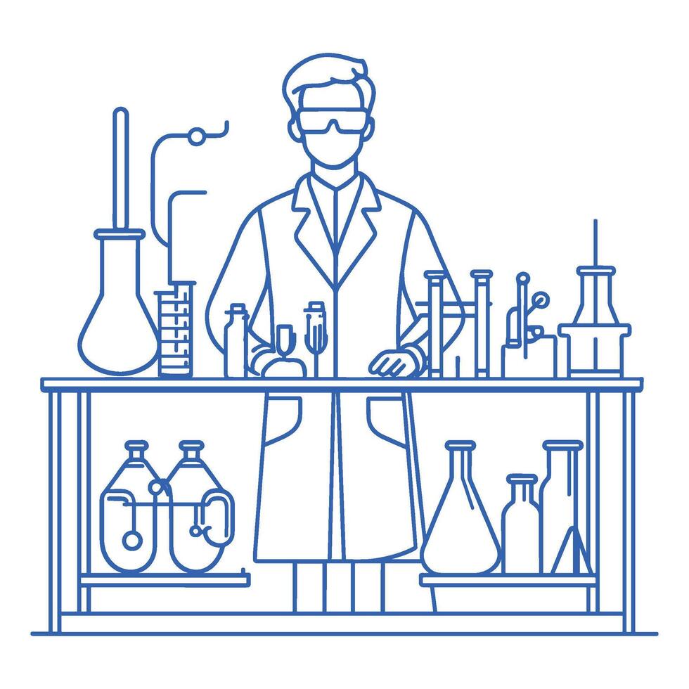 Scientist Conducting Experiments in Laboratory Illustration vector