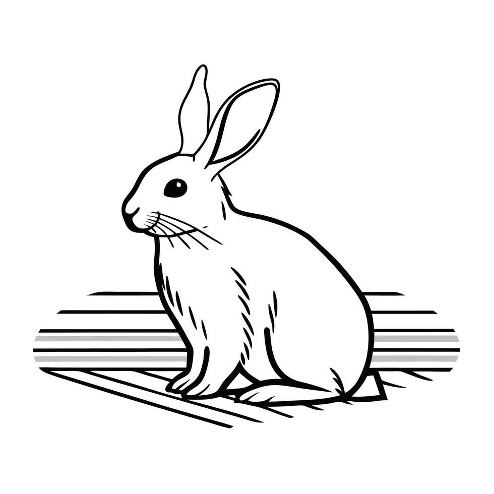 Minimalist rabbit silhouette art vector