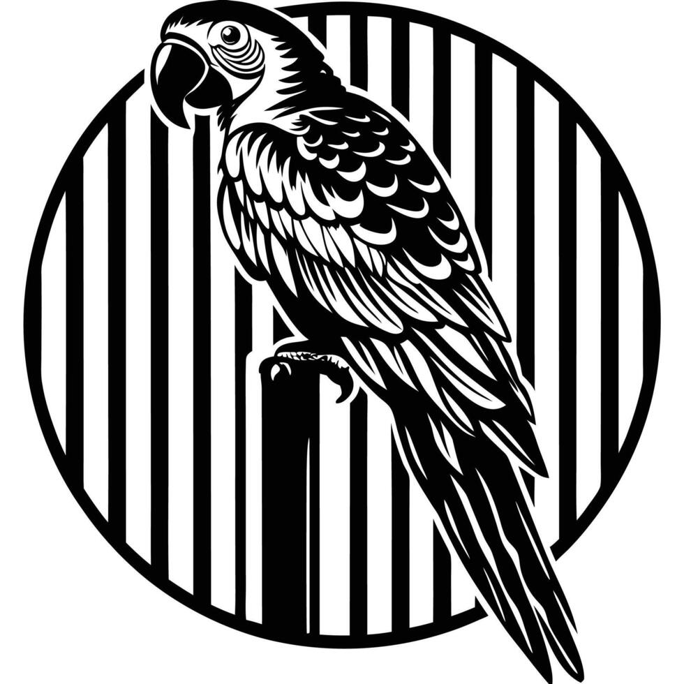 Exotic bird parrot silhouette vector
