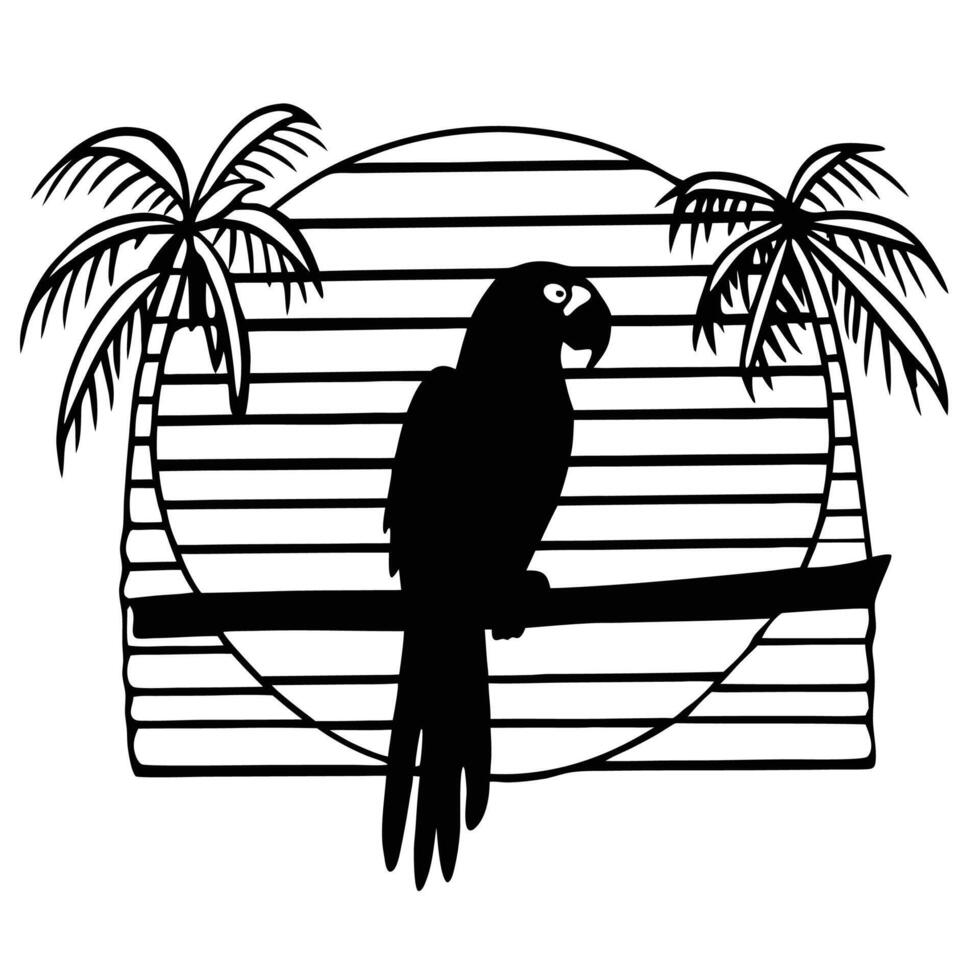 Perched parrot silhouette image vector