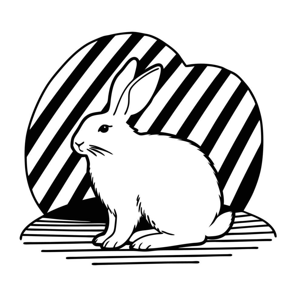 Rabbit silhouette printable template vector