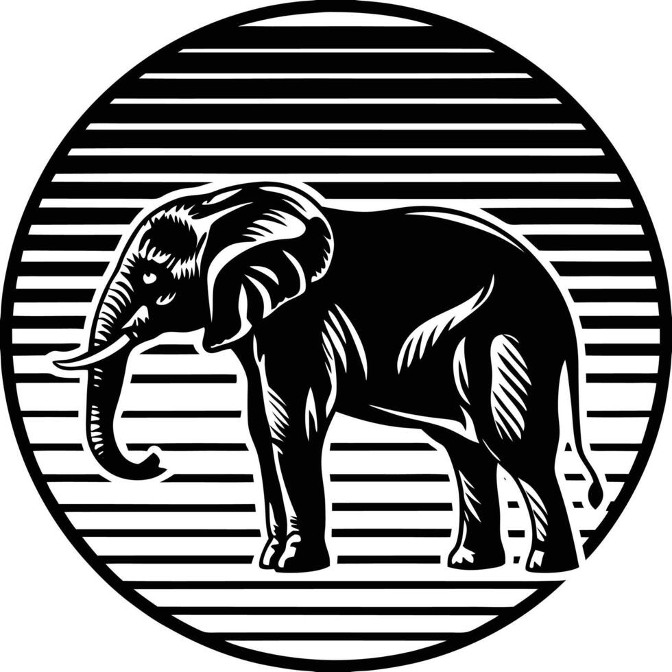 Minimalist elephant silhouette art vector