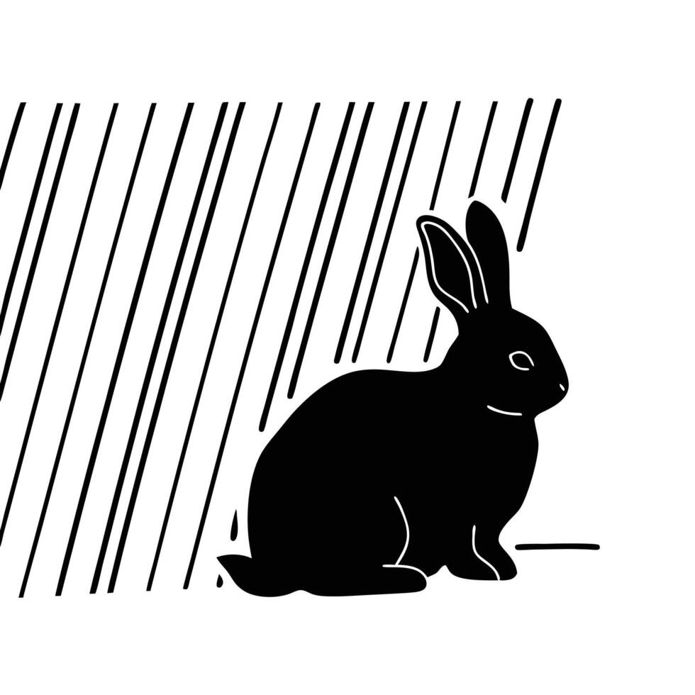 Cute rabbit silhouette artwork vector