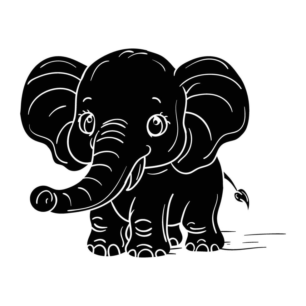 a solid young elephant vector