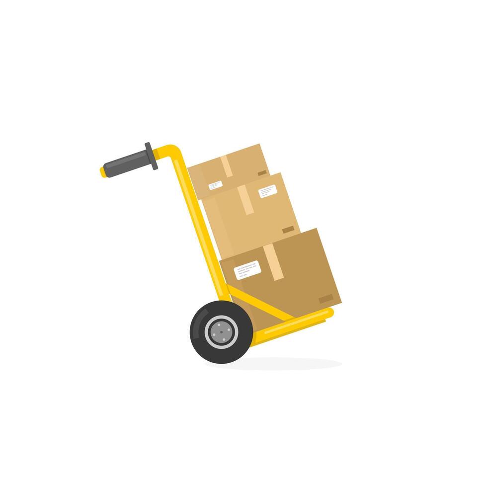 Warehouse Trolley Carrying and Lifting Box Load - Color Icon Illustration Symbol vector