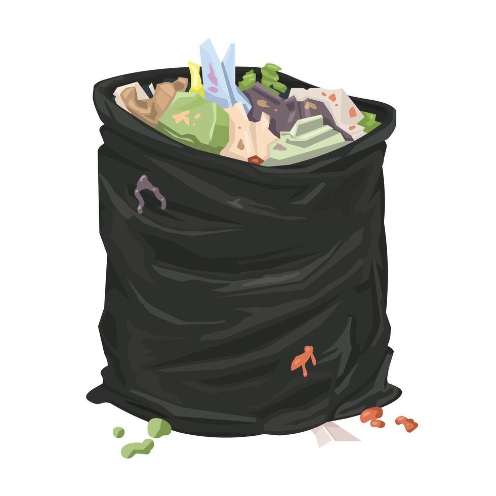 Open Rotting Garbage Bin Bag - Color Icon Illustration Symbol vector
