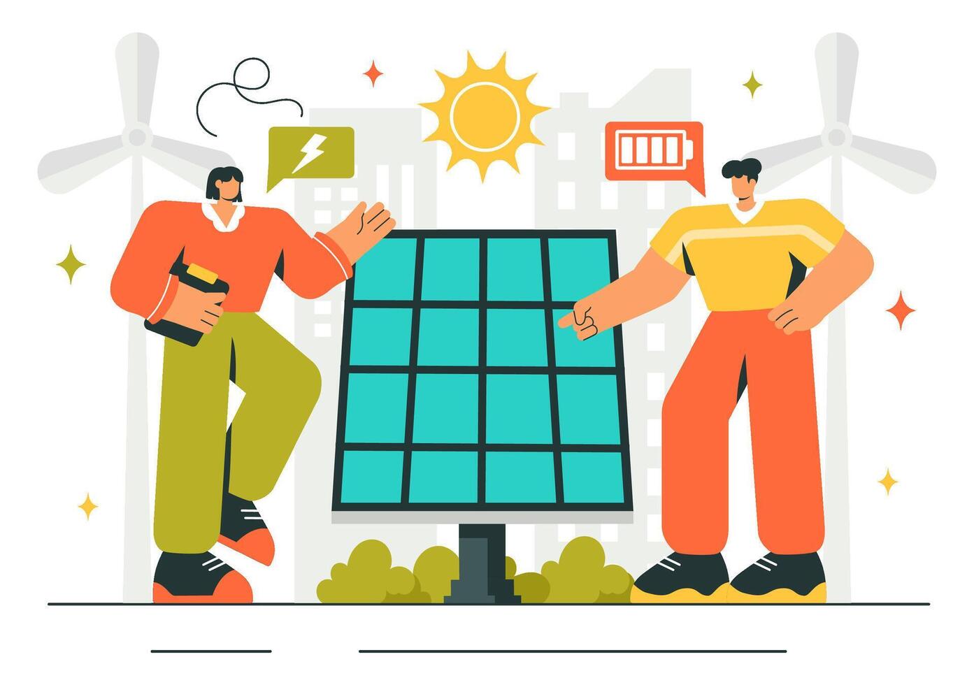 Eco-Friendly Energy Installation with a Home Service Team for Solar and Wind Systems vector