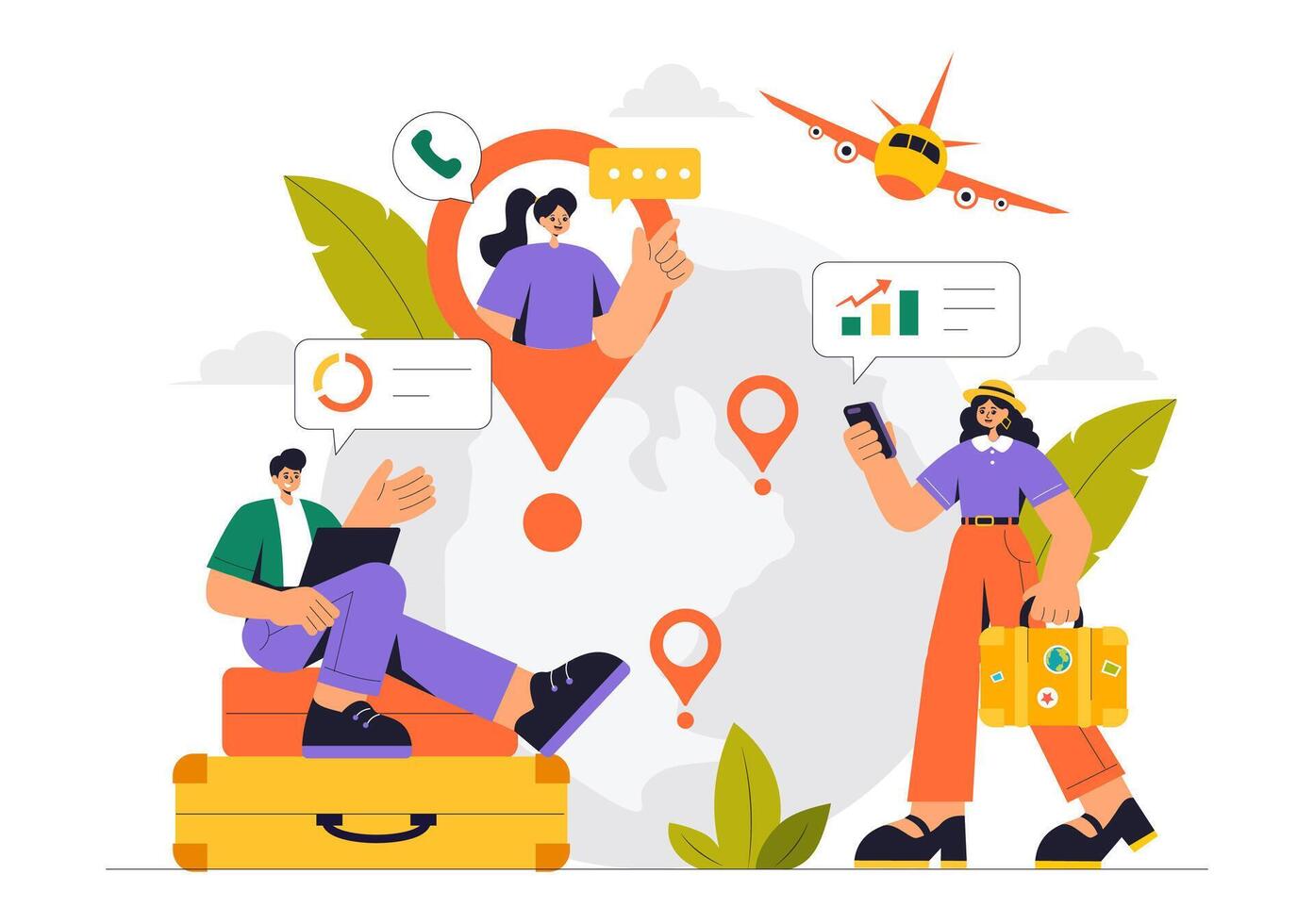 Remote Work from Anywhere Illustration Featuring a Freelancer on Holiday vector