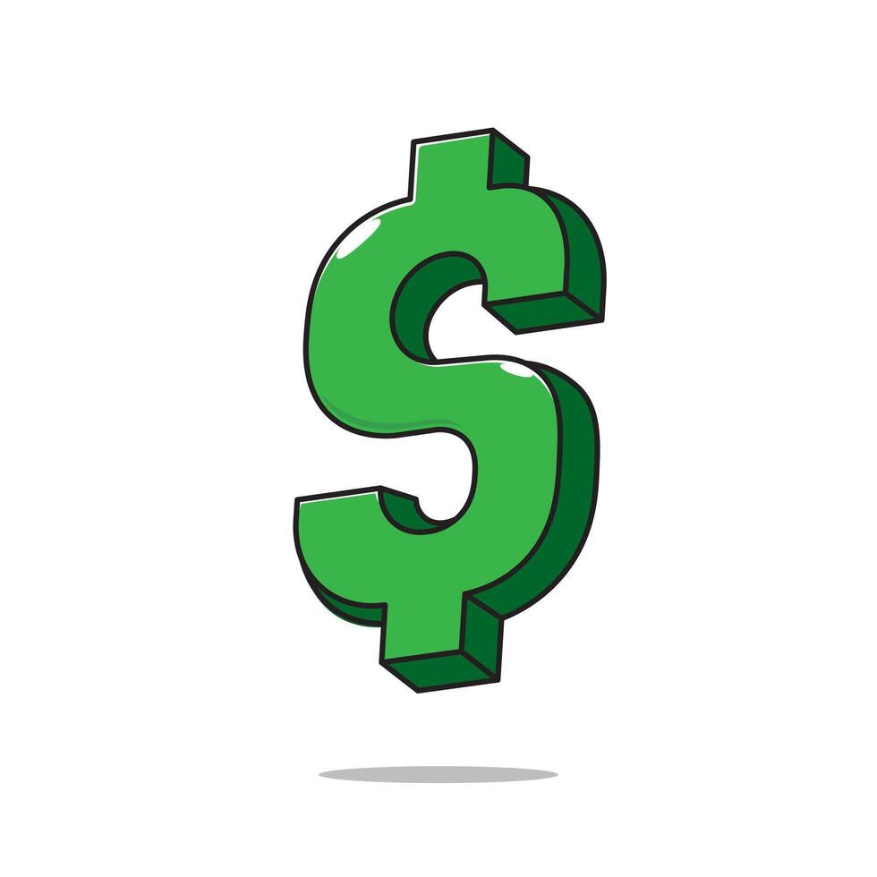 Flat cartoon of dollar sign illustration icon mascot and symbol design isolated on white background vector