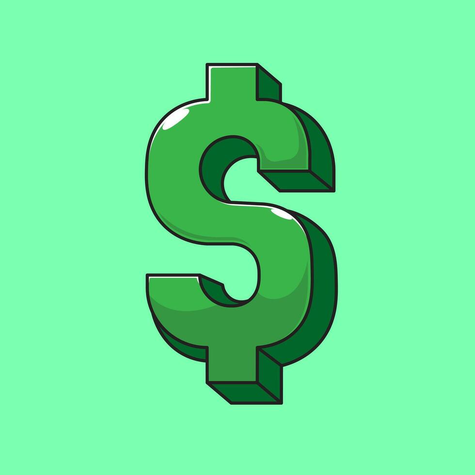 Dollar sign illustration cartoon icon mascot symbol with flat style concept design vector
