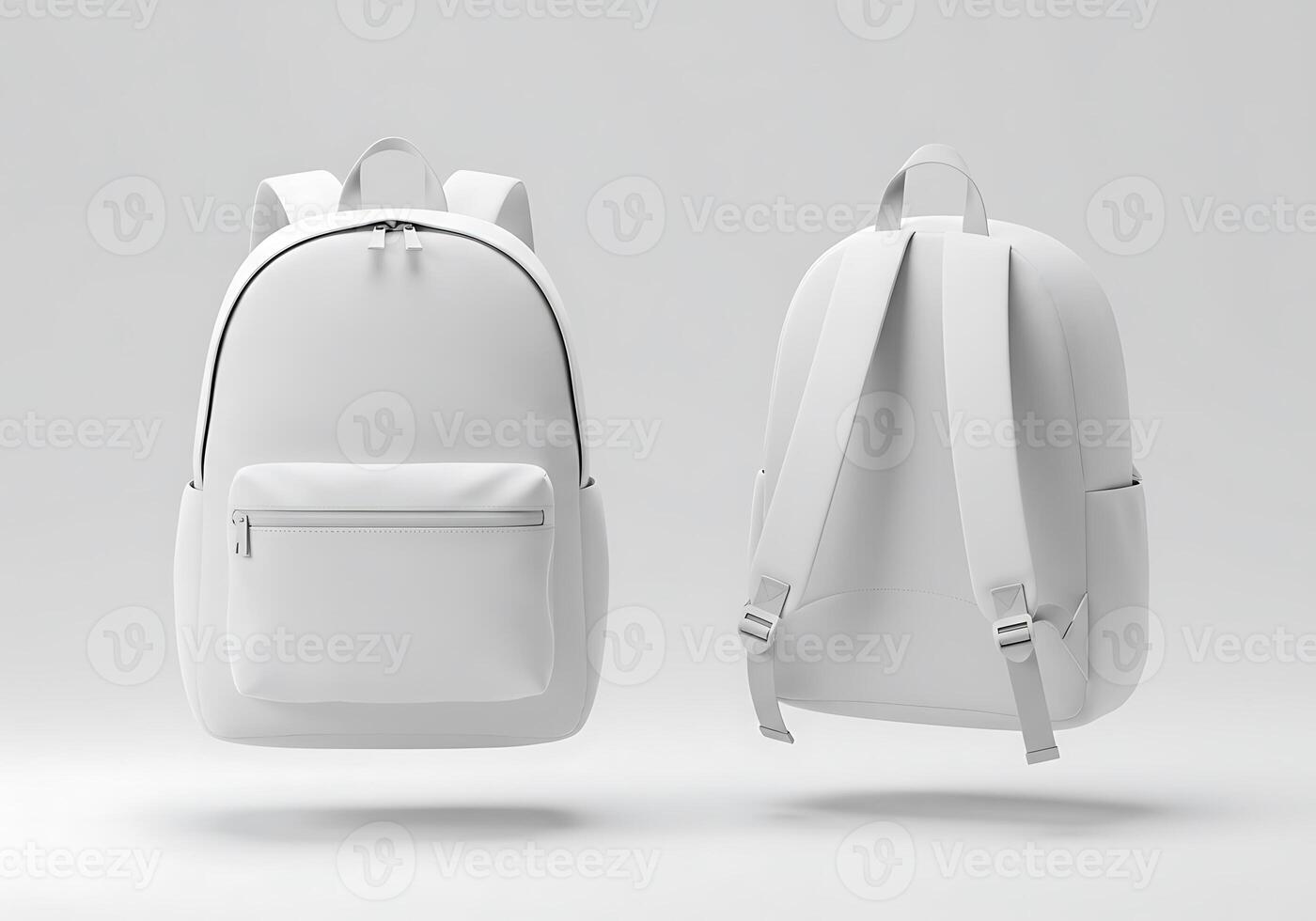 White Backpack Mockup Front and Back Views photo