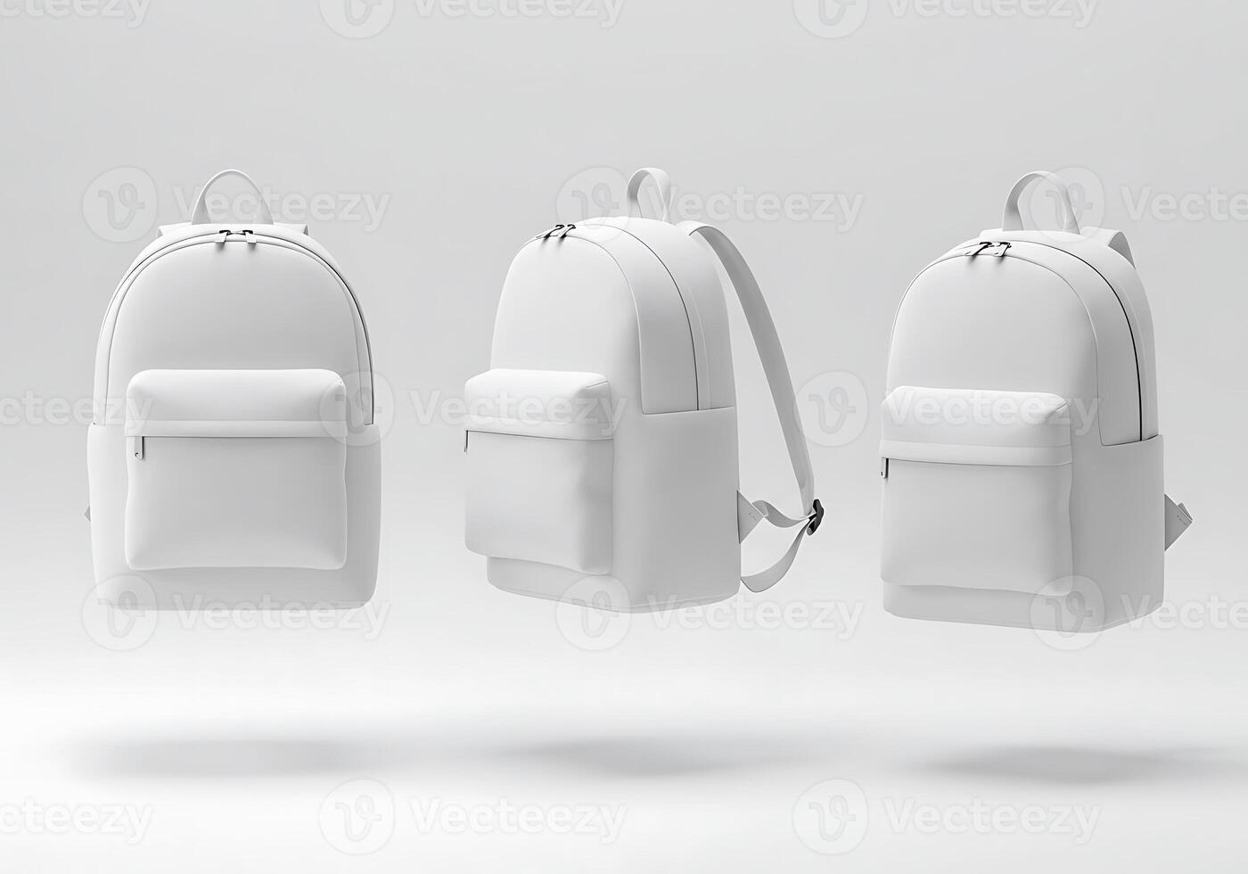 White Backpack Mockups Three Views for Design photo