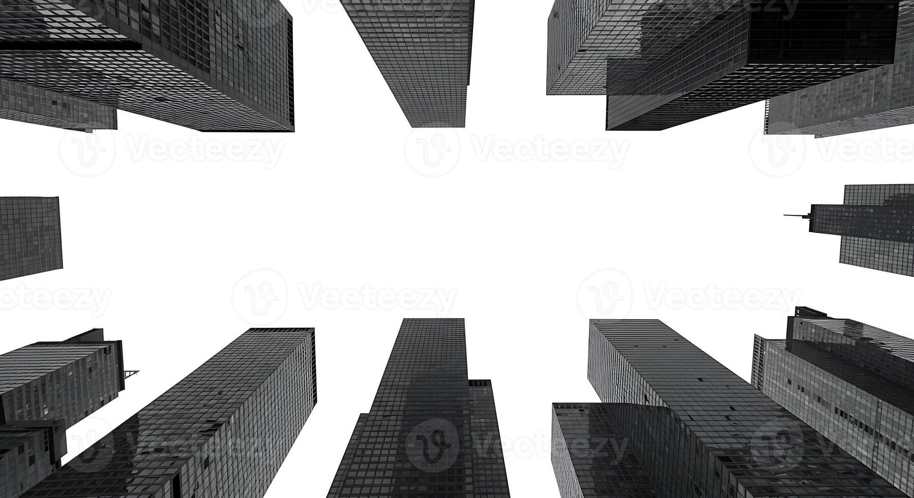 Skyward View of Modern Skyscrapers in City photo