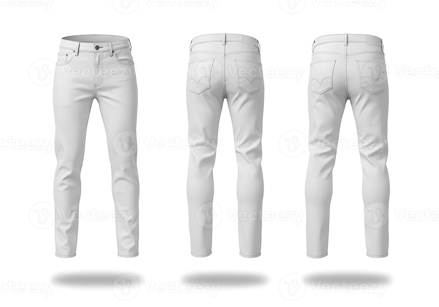 White Men's Jeans Mockup Front and Back Views photo