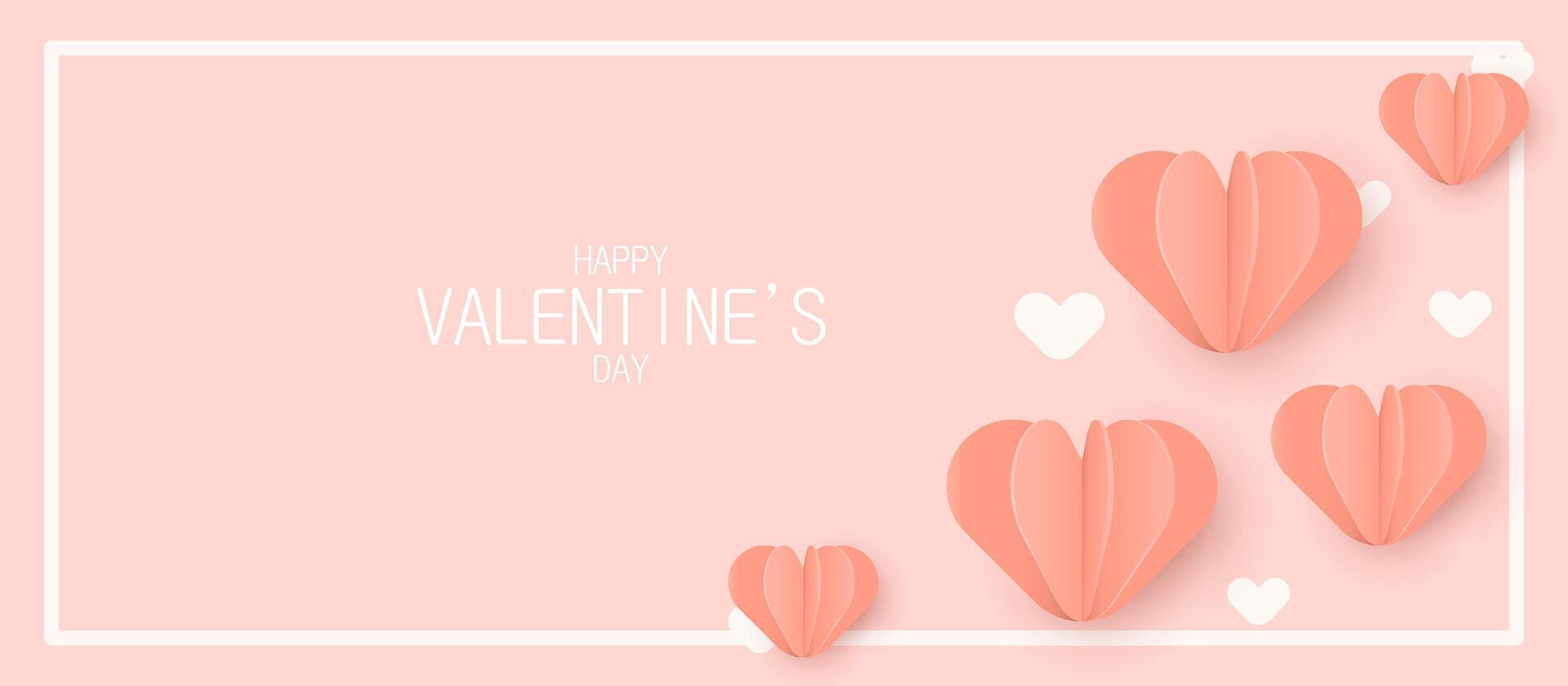 Elegant Valentine's Day Card with 3D Paper Hearts vector