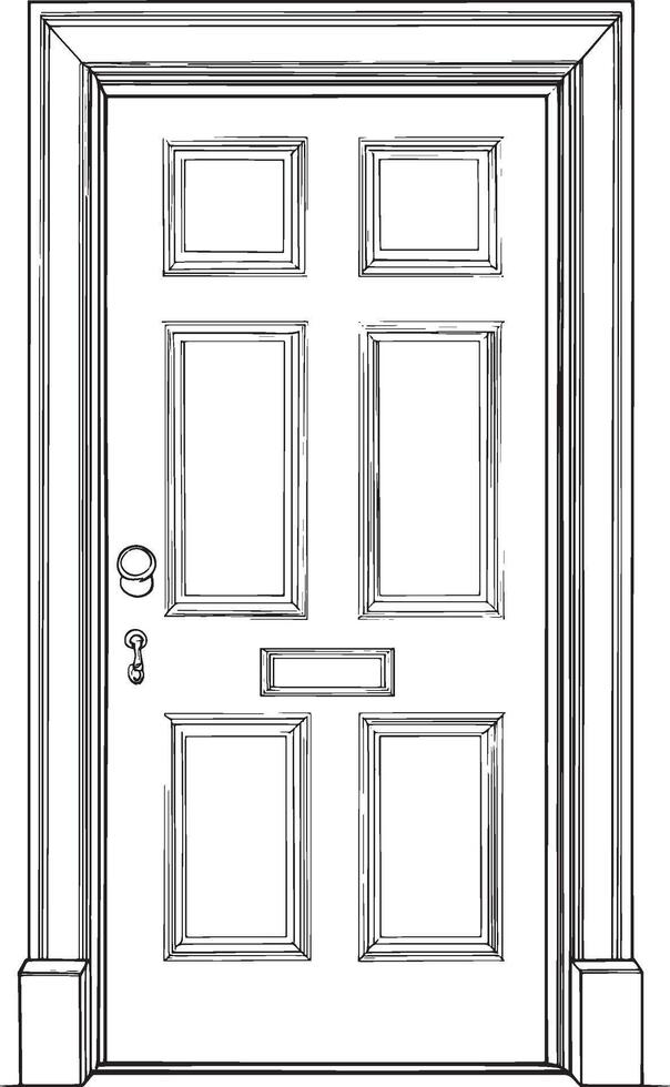 a drawing of a door with a window vector