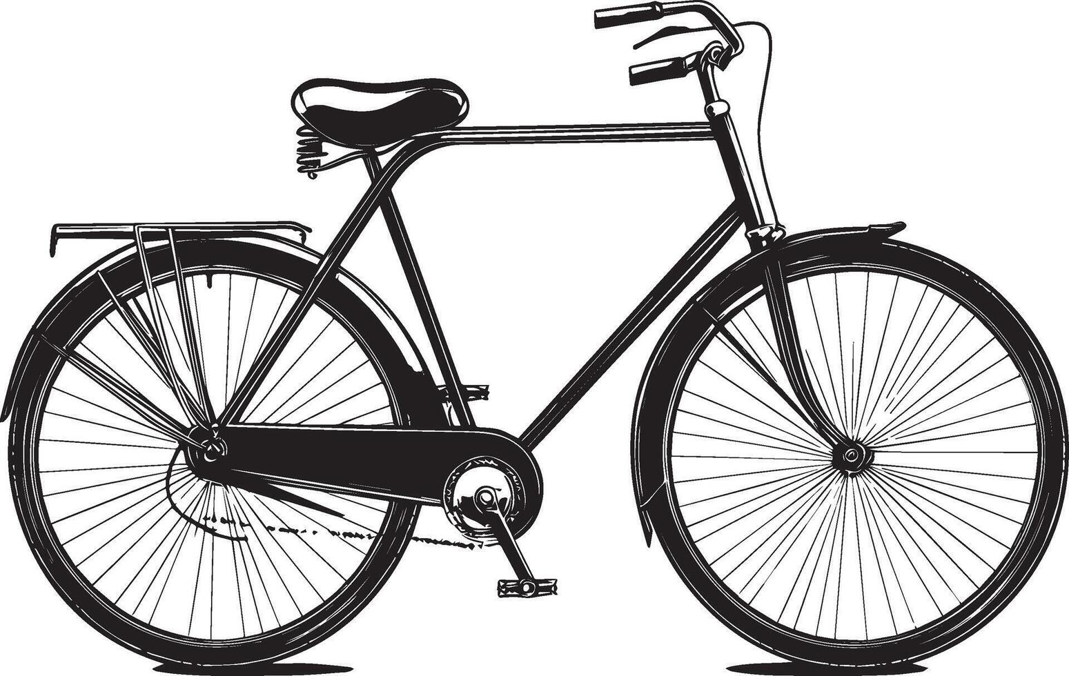 a black and white illustration of a bicycle vector