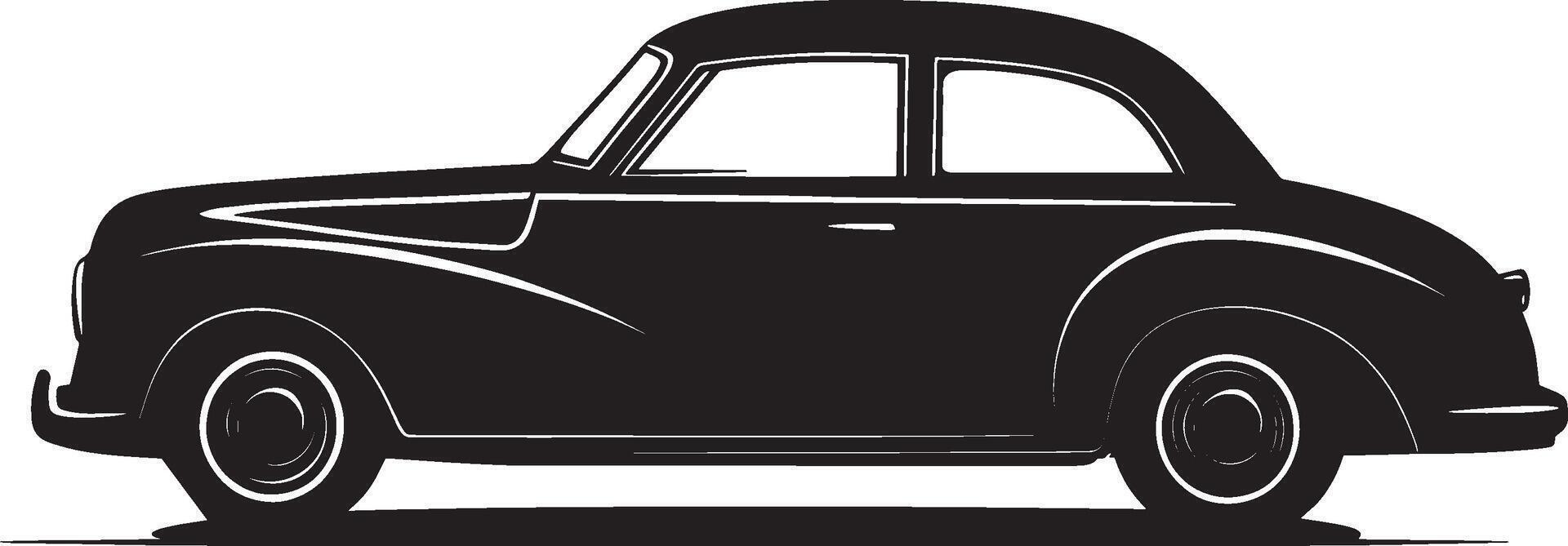 an old car is shown in black and white vector