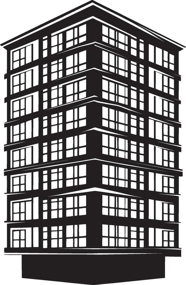 a black and white illustration of a tall building vector