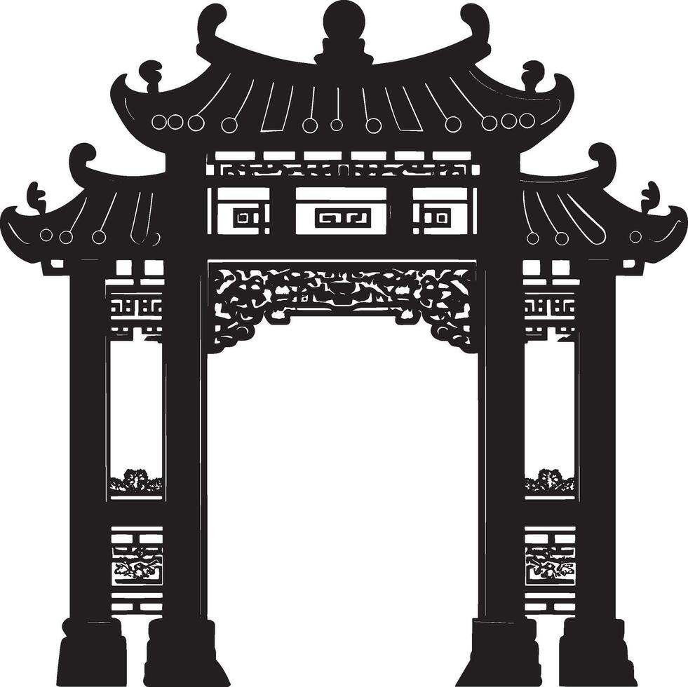 chinese gate illustration vector