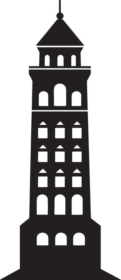 a black and white silhouette of a tall building vector