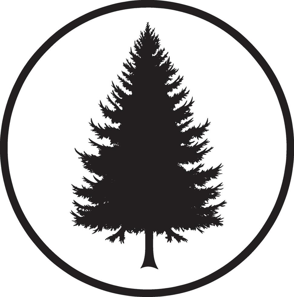 a black and white image of a pine tree vector