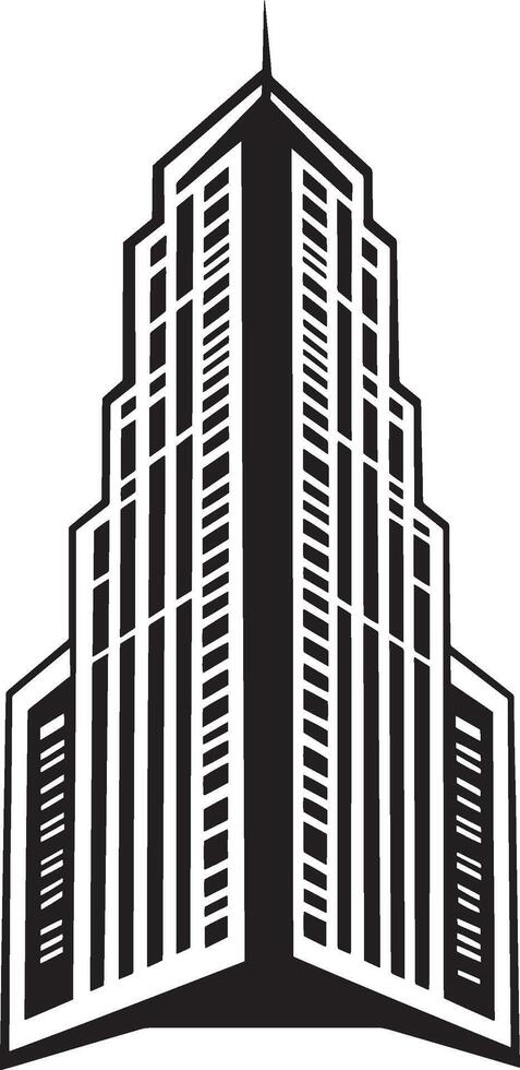 A grayscale illustration of a high-rise building. vector
