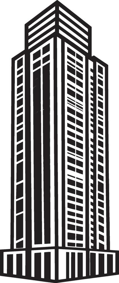 A detailed line art of a majestic tall building. vector