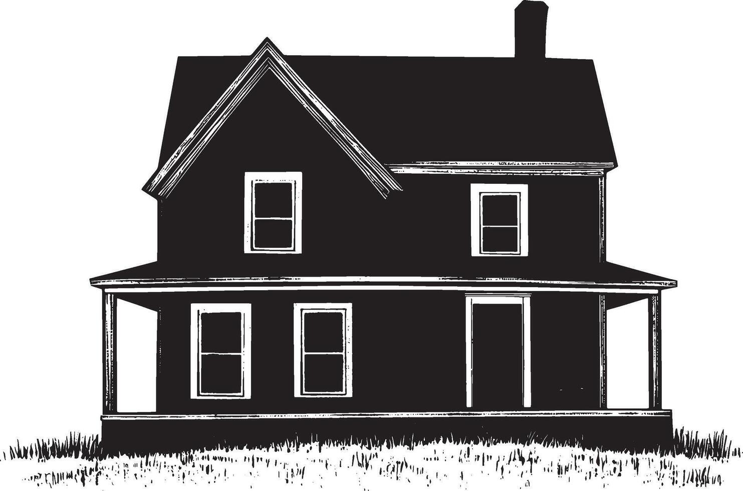 a black and white illustration of a house vector
