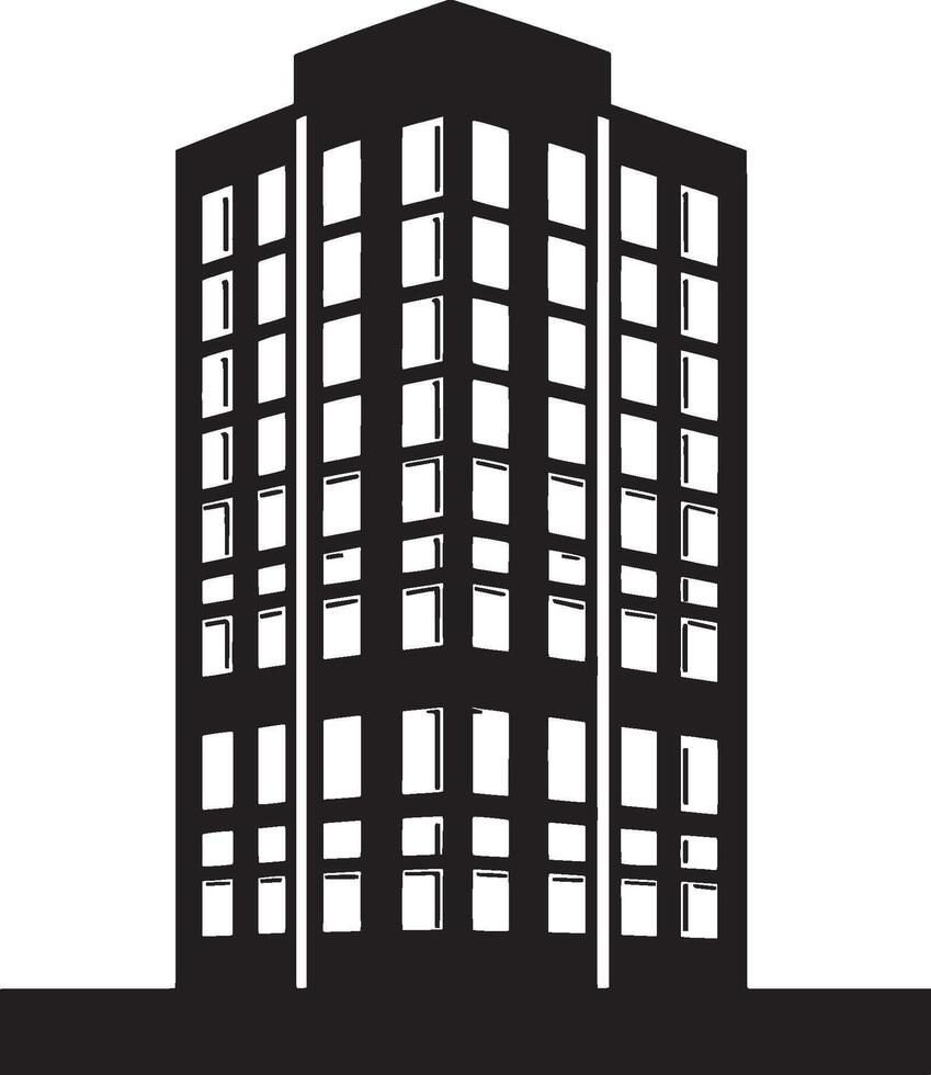 A grayscale illustration of a towering structure. vector